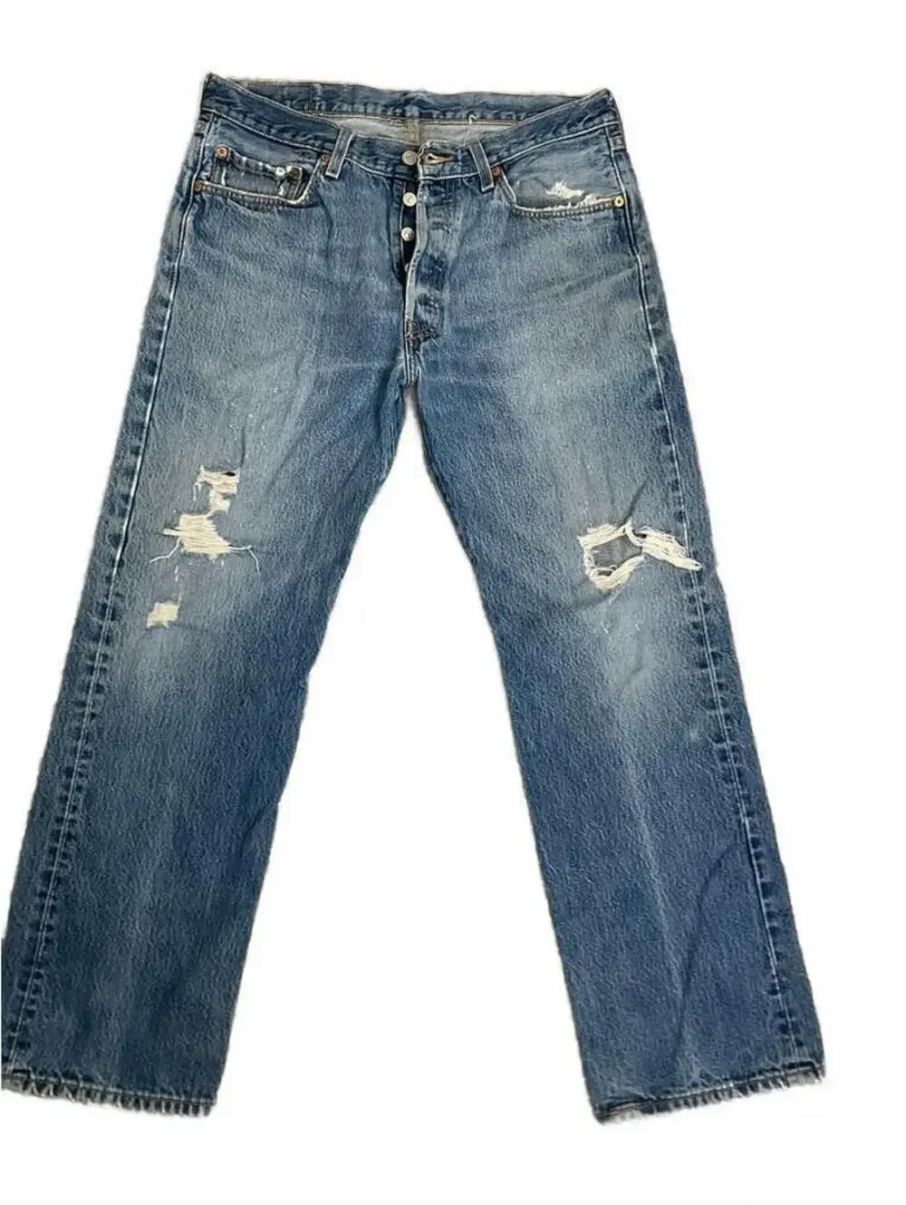 vintage Levi's 501 distressed jeans light wash button fly 34x30 100% cotton
